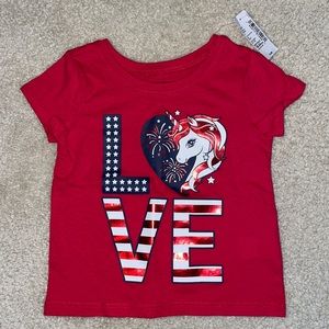 NWT Cute Toddler Girls Patriotic Love Shirt 🇺🇸